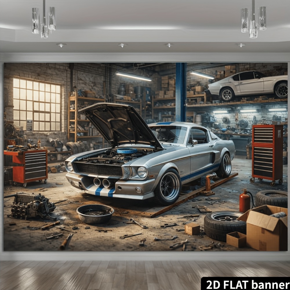 2D plane retro auto repair sho - Auto Repair Shop Background ulasan dan harga