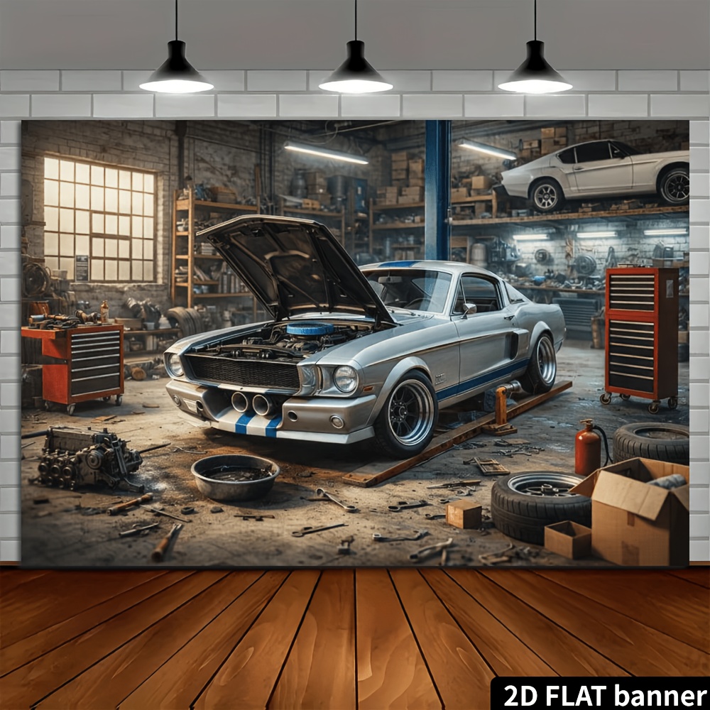 2D plane retro auto repair sho - Auto Repair Shop Background ulasan dan harga