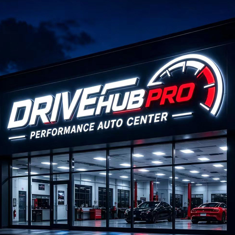 Custom LED Backlit Letter Sign - Auto Repair Shop Logo Design ulasan dan harga