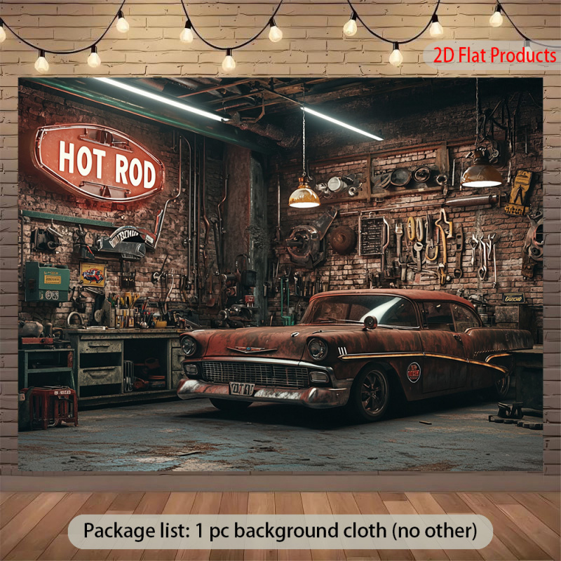 1Vintage Car Garage Banner Bac - Auto Repair Shop Background ulasan dan harga